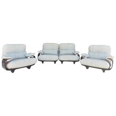 Vintage Michel Ducaroy for Ligne Roset "Marsala" Lounge Set in Brown Perspex