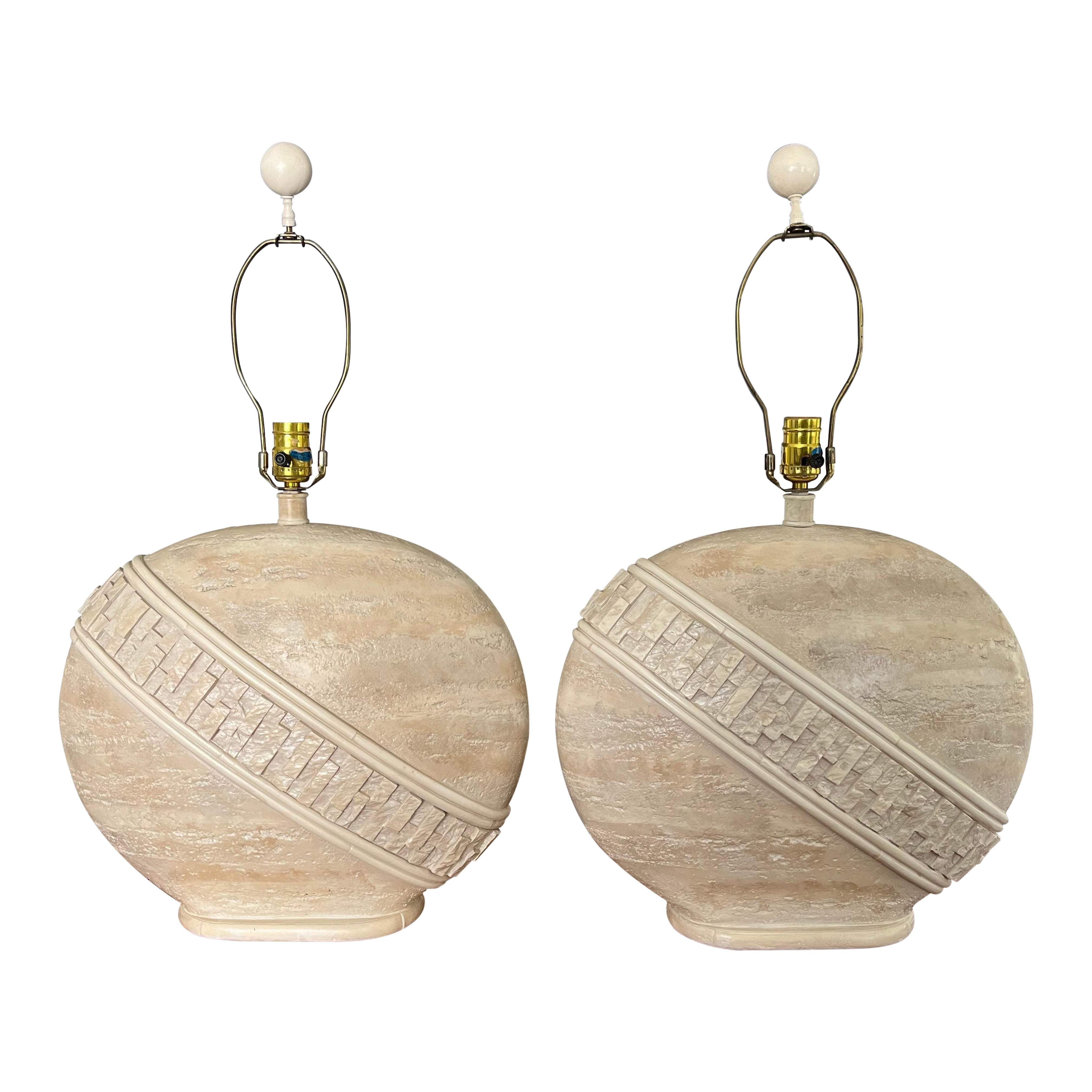 Postmodern Oval Tessellated Stone Lamps by Pacific Coast Lighting