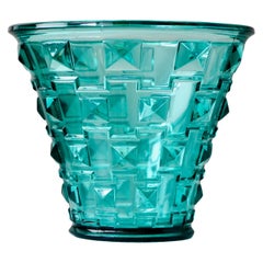 Vaso in vetro verde Art Deco di Simon Gate. Orrefors, Svezia, 1930. Swedish Grace.