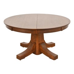 Table de salle à manger Mission en chêne Arts & Crafts de Stickley Brothers, revernie