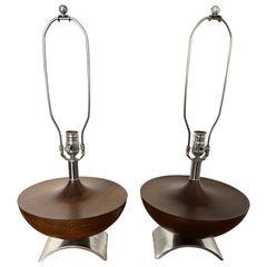 Mid Century Style Turned Wood Lamps