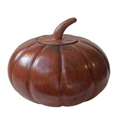Vintage Sasak Lombok Pumpkin Container in Glazed Terracotta