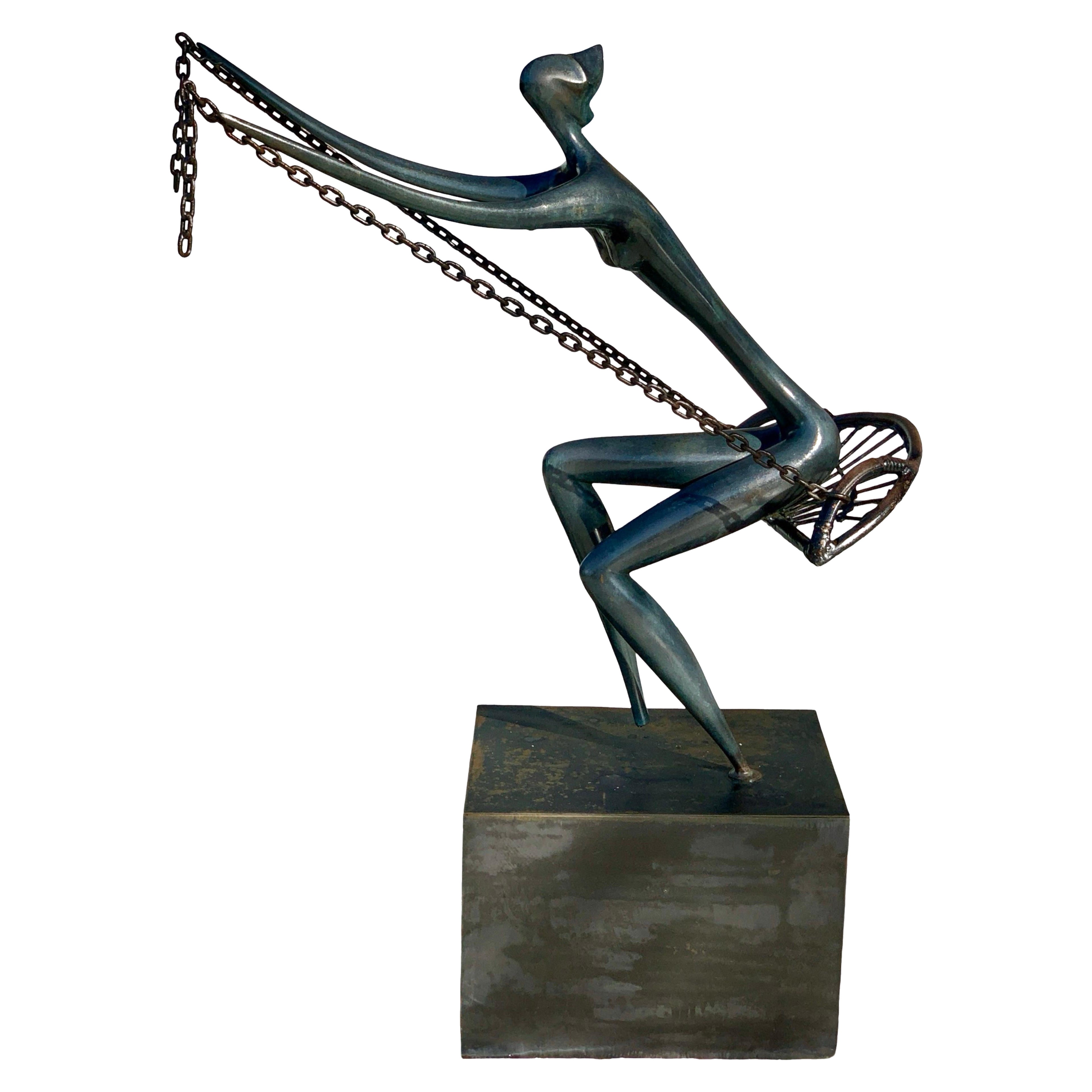 Leon Bronstein Bronze Outdoor/Indoor Large Rare Modern Sculpture The Swing