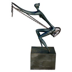 Leon Bronstein Bronze Outdoor/Indoor Large Rare Modern Sculpture The Swing