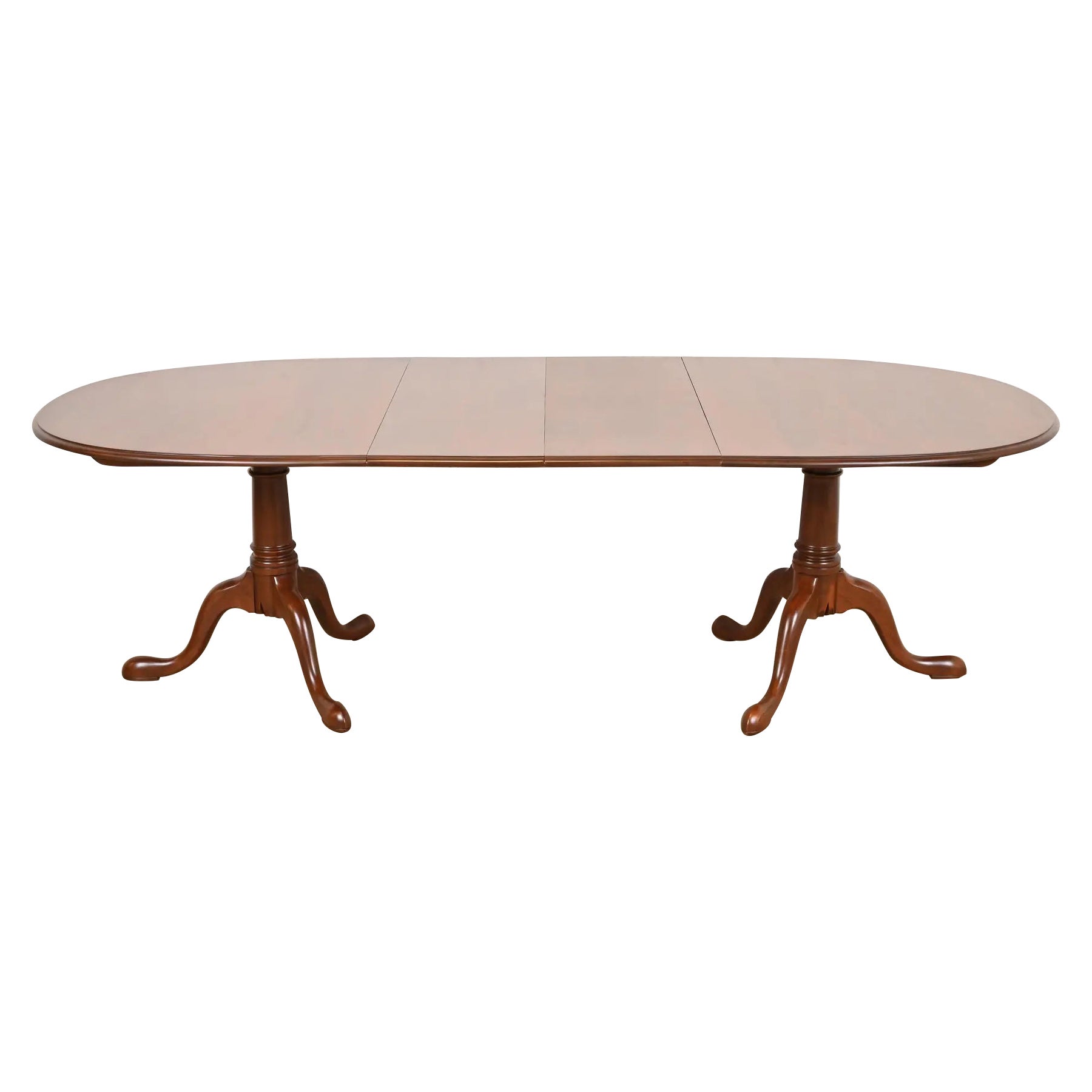 Pedestal Doble de Madera de Cerezo Macizo Georgiano Stickley  Mesa de Comedor, Refinada