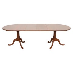 Used Stickley Georgian Solid Cherry Wood Double Pedestal  Dining Table, Refinished