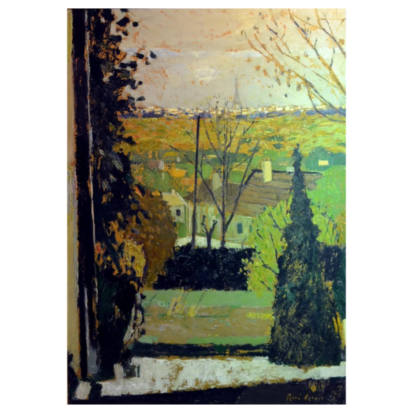 RENE GENIS (1922-2004) untitled, Landscape view of the Eiffel Tower, France 20th