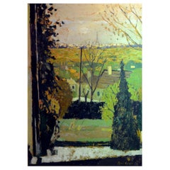 RENE GENIS (1922-2004) sans titre, Vue de paysage de la Tour Eiffel, France 20e
