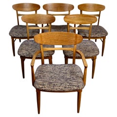 Six Mid-Century Oak Dining Chairs by Lane Furniture