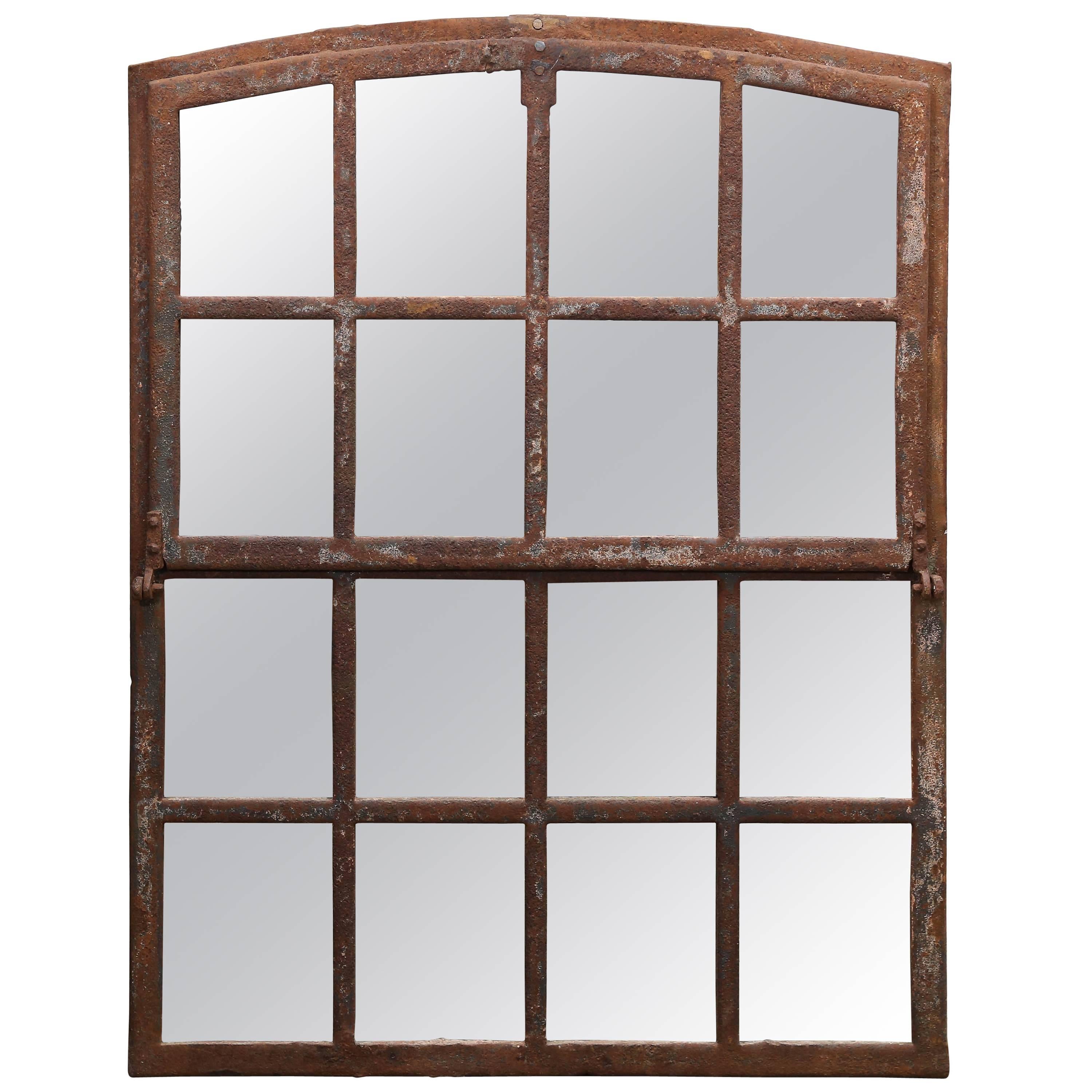 Antique 19th Century Industrial Iron Window Mirror at 1stDibs
