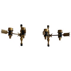 Mid-century Brass Arrow Pair of Sconces, 1960s, France