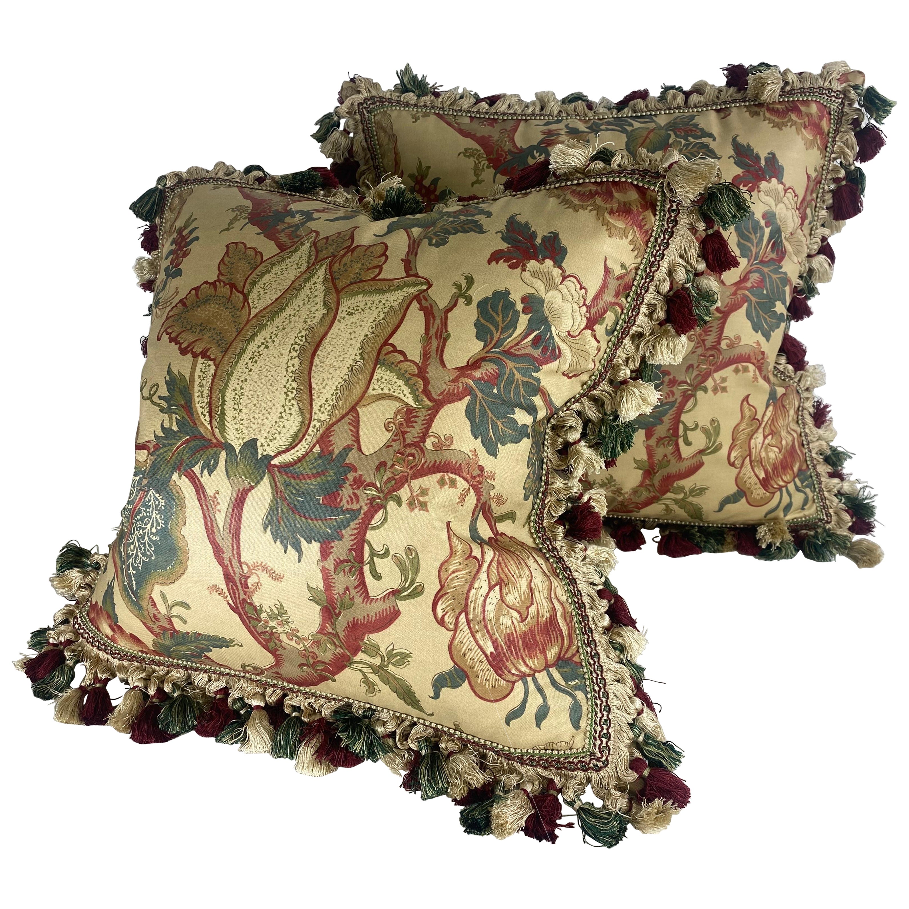 Vintage Tully and marr almohadas clásicas inglesas de algodón estampado/un par en venta