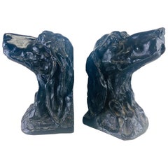Handsome vintage cast-iron hunting dog bookends