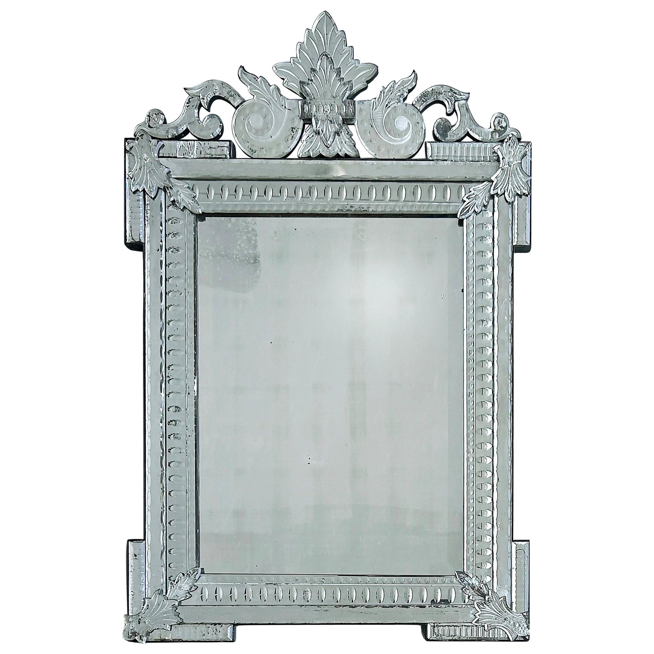 Early 20th Century Shabby Chic Venetian Beveled Mirror, South Florida Estate