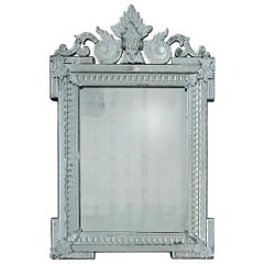 Antique Early 20th Century Shabby Chic Venetian Beveled Mirror, South Florida Estate
