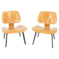 1947 Pair of Evans Eames LCW Chairs in Birch with Ebonized Legs