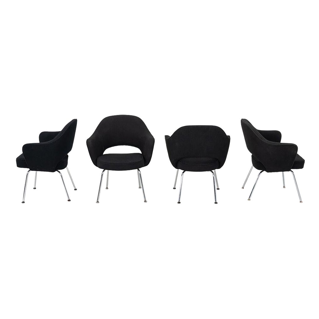 1960s Eero Saarinen for Knoll Dining Arm Chair in Grey Hopsack 14x Available