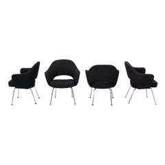 1960s Eero Saarinen for Knoll Dining Arm Chair in Grey Hopsack 14x Available