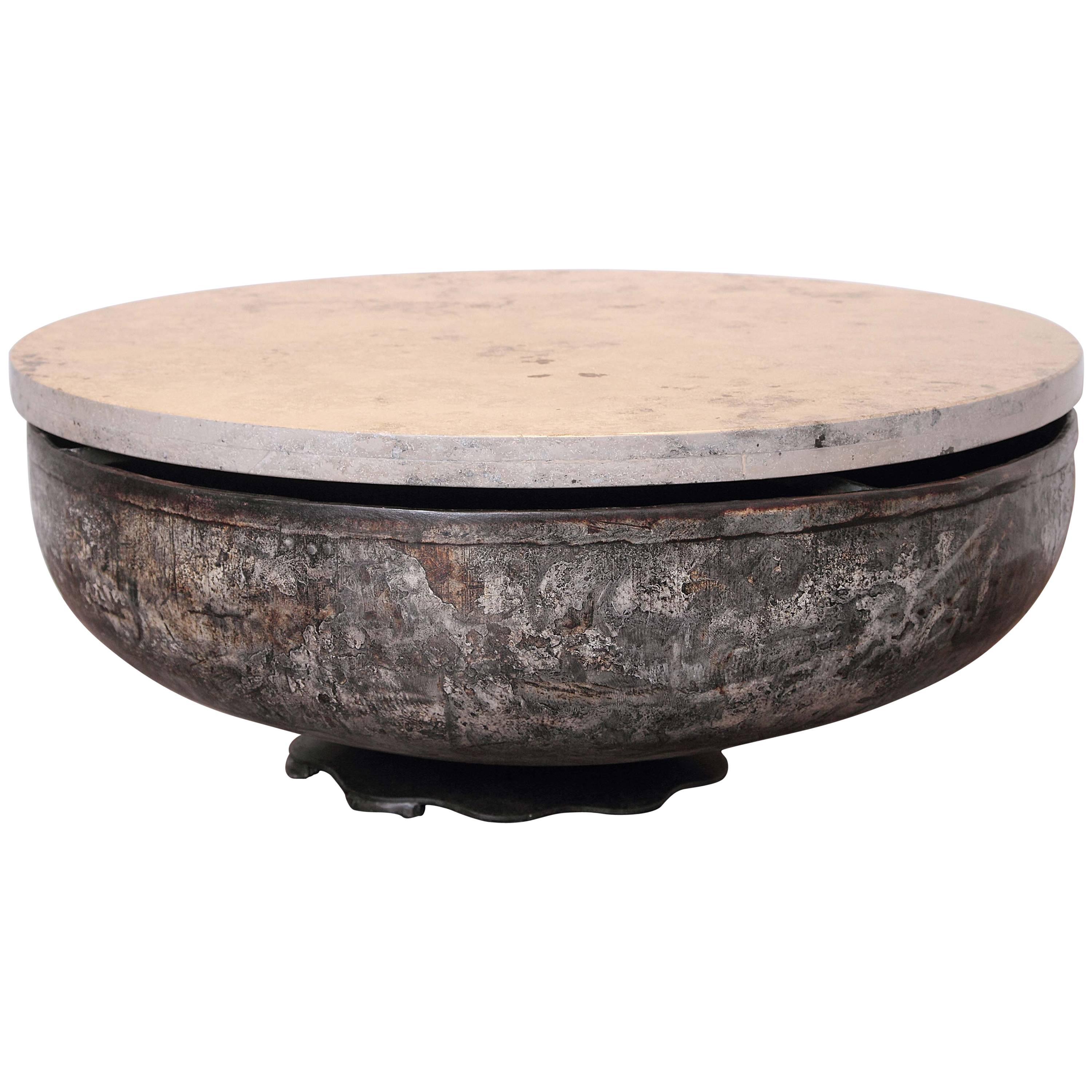 Transitional Round Low Coffee Table