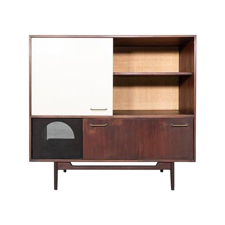 Mueble para equipo de música Jens Risom Design, nogal, años 60