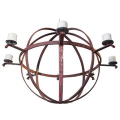 Large Industrial Orb Eight-Candle Chandelier 6