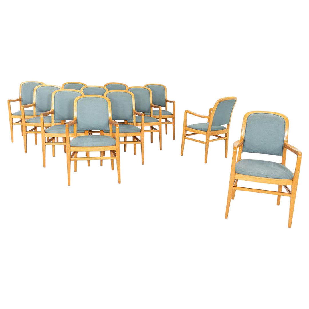 Set di 12 poltrone da pranzo Jack Lenor Larsen Furniture in acero degli anni '70