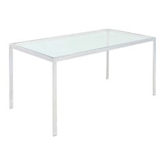 1970s Steel and Glass Dining or Conference Table Attributed to Jacob Epstein