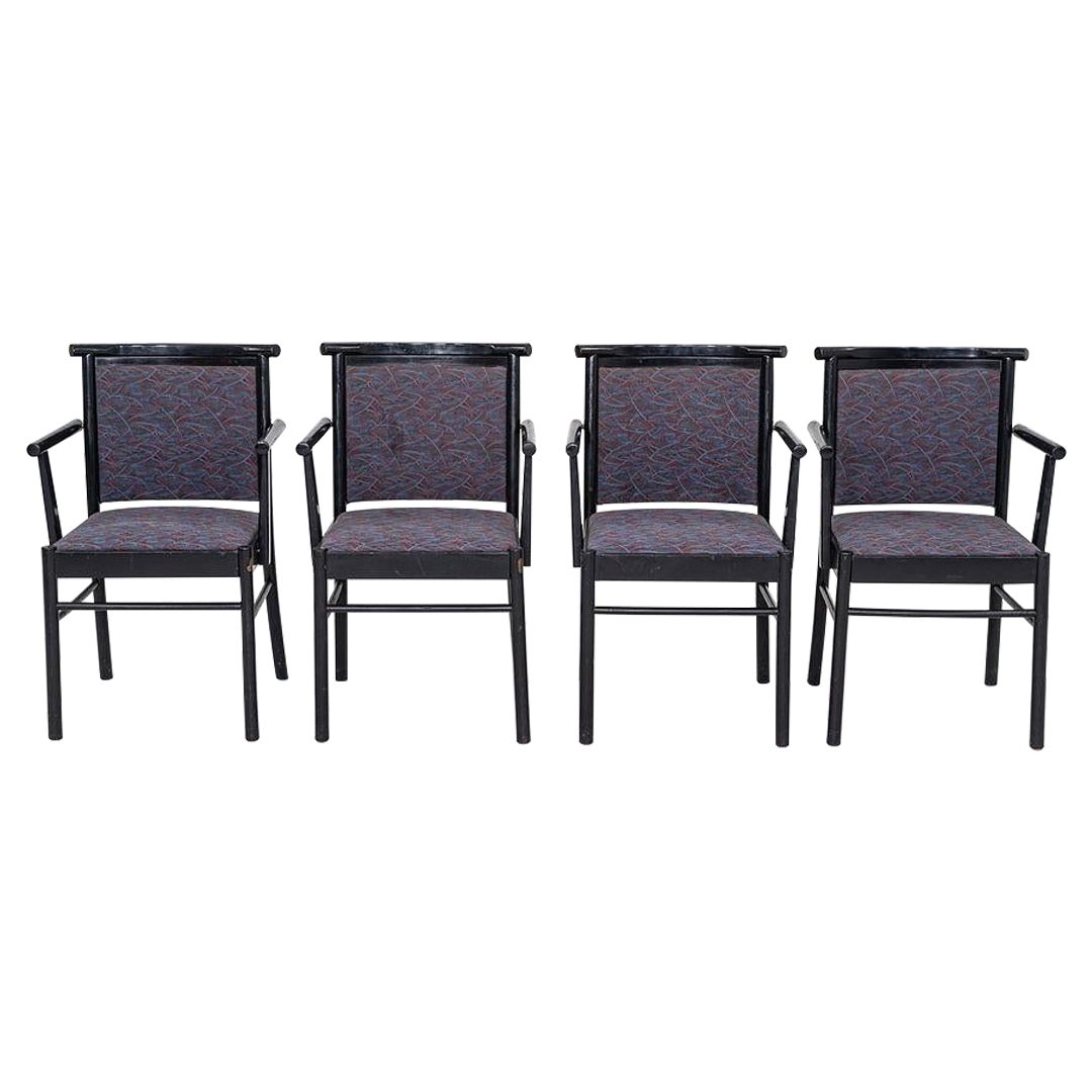 1980s Set of Four Werther Toffoloni for Cassina / Atelier Dining Arm Chairs