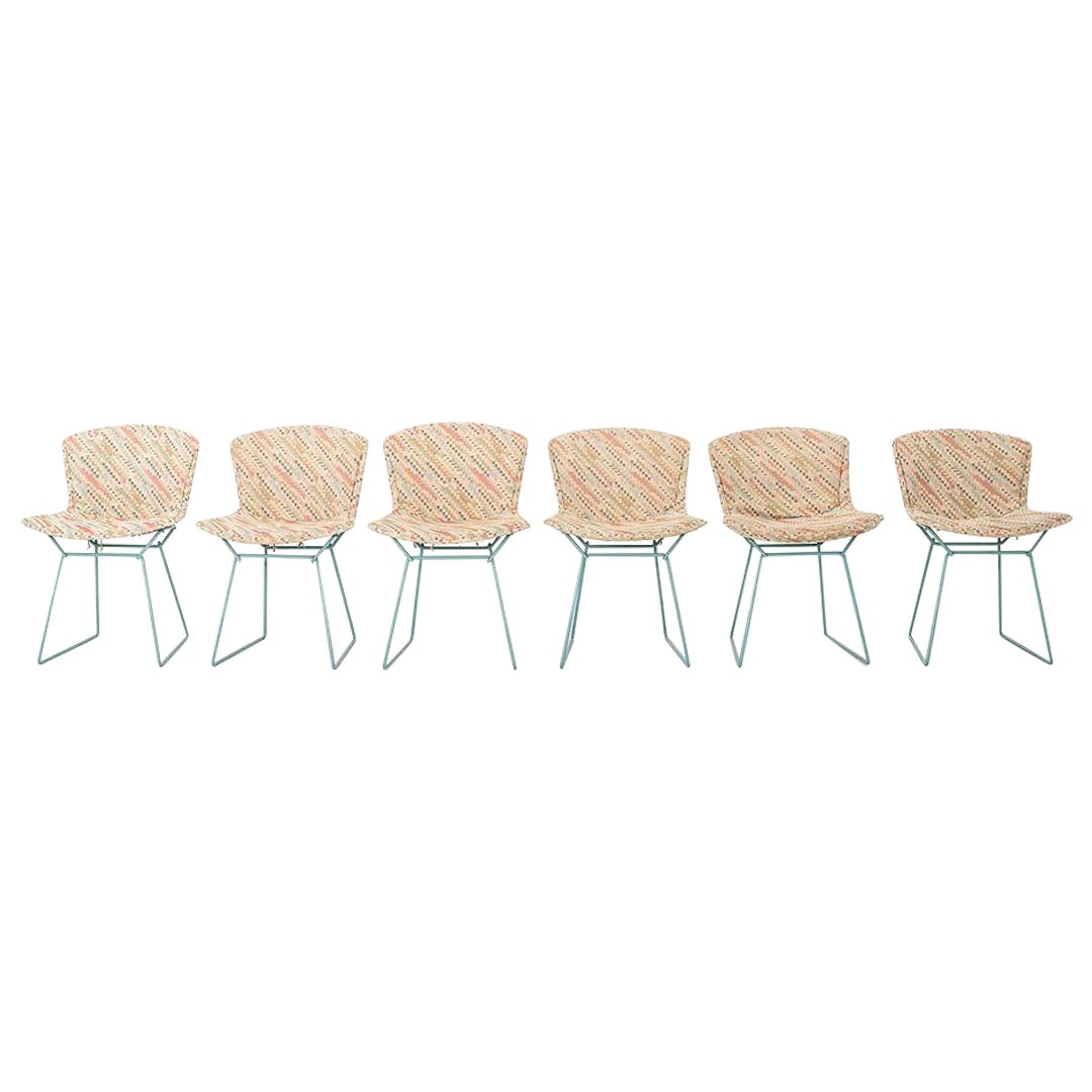 1980s Set of Six Harry Bertoia for Knoll Dining Side Chairs with Full Cushions