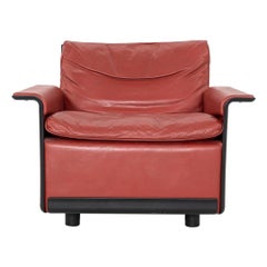 1980er Jahre Vintage Dieter Rams für Vitsoe 620 Rotes Leder und Schwarzer Loungesessel