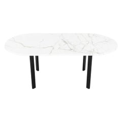 1990 Mesa de comedor o de trabajo Knoll Joseph D'Urso Racetrack con tapa de mármol