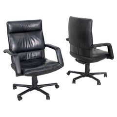 1990 Mario Bellini for Vitra Figura Executive Desk Chairs in Black Leather