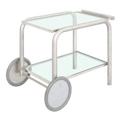 1990s Richard Schultz Prototype Serving Trolley or Bar Cart in Steel and Glass