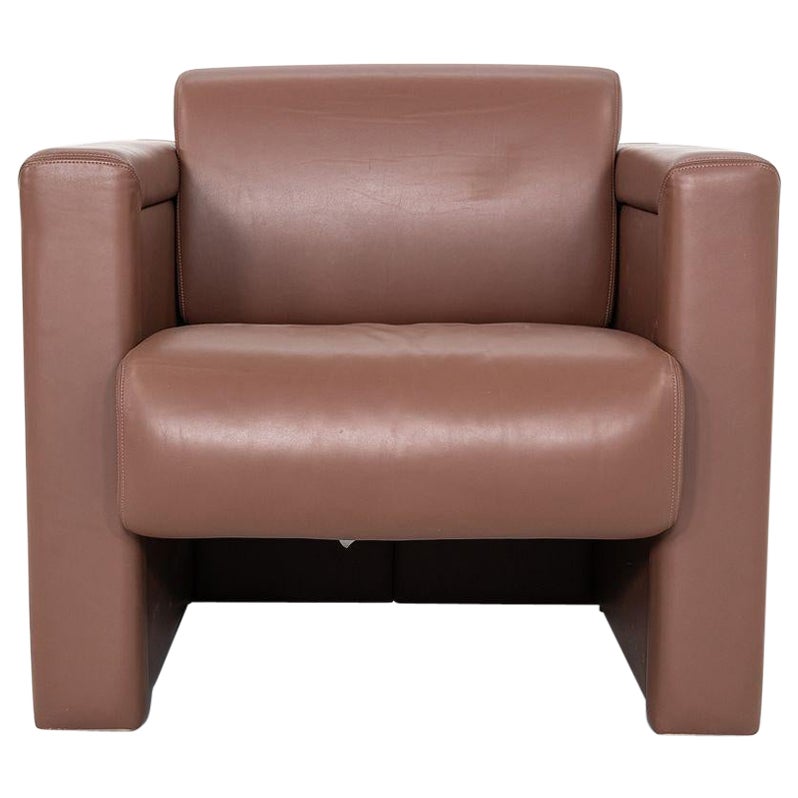 2002 Trix and Robert Haussmann for Knoll Lounge Chair in Brown Leather