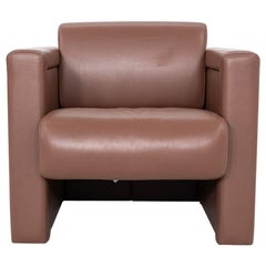 2002 Trix and Robert Haussmann for Knoll Lounge Chair in Brown Leather