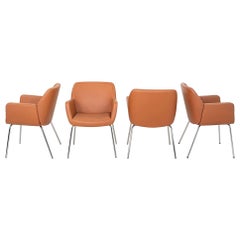 2020s Brian Kane for Coalesse Bindu Guest / Dining Chair in Cognac Leather