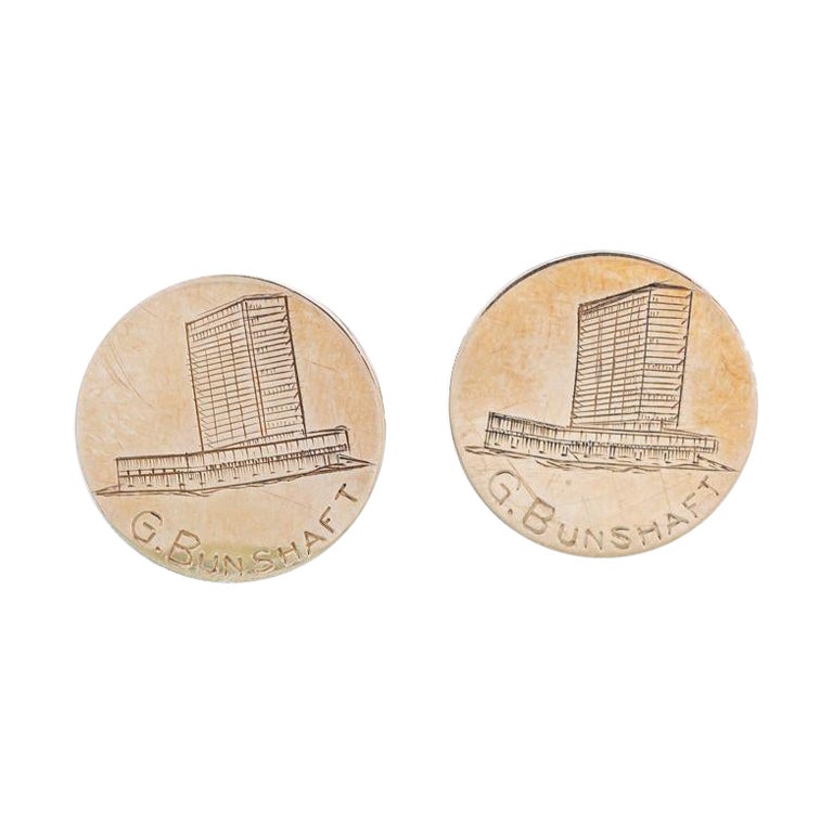 C. 1952 Paire de boutons de manchette avec monogramme personnel de Gordon Bunshaft Lever House