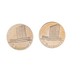 C. 1952 Paire de boutons de manchette avec monogramme personnel de Gordon Bunshaft Lever House
