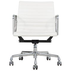 2023 Herman Miller Eames Aluminum Group Management Desk Chair in White Leather