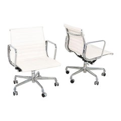 2023 Herman Miller Eames Aluminum Group Management Desk Chairs in White Leather
