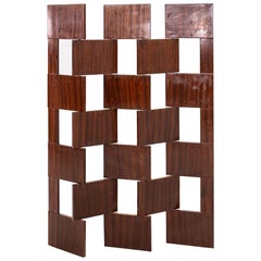 C. Divisorio anni '80 Eileen Gray Brick Screen Laquage Paravent in mogano