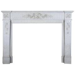 19th Century Original Antique Fireplace Mantel in White Carrara Marble 11