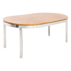 1970 I.M. Rosen for Pace Collection Burl and Chrome 967 Dining Table 42x72