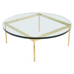 1970er Bronze und Glas Runde Couchtisch zugeschrieben Ward Bennett 42 Zoll