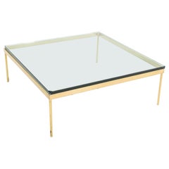 Quadratischer Couchtisch aus Bronze und Glas aus den 1970er Jahren, zugeschrieben von Ward Bennett
