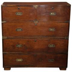Antique 19th Century George III Military Campaign Chest in camphor wood