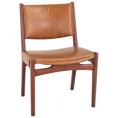 1960s Hans Wegner for Johannes Hansen #957 Armless Side Chair in Teak w/ Leather