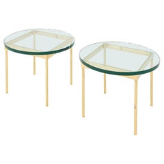 Vintage 1970s Pair of Bronze and Glass Side Tables Attributed to Ward Bennett 24 inch