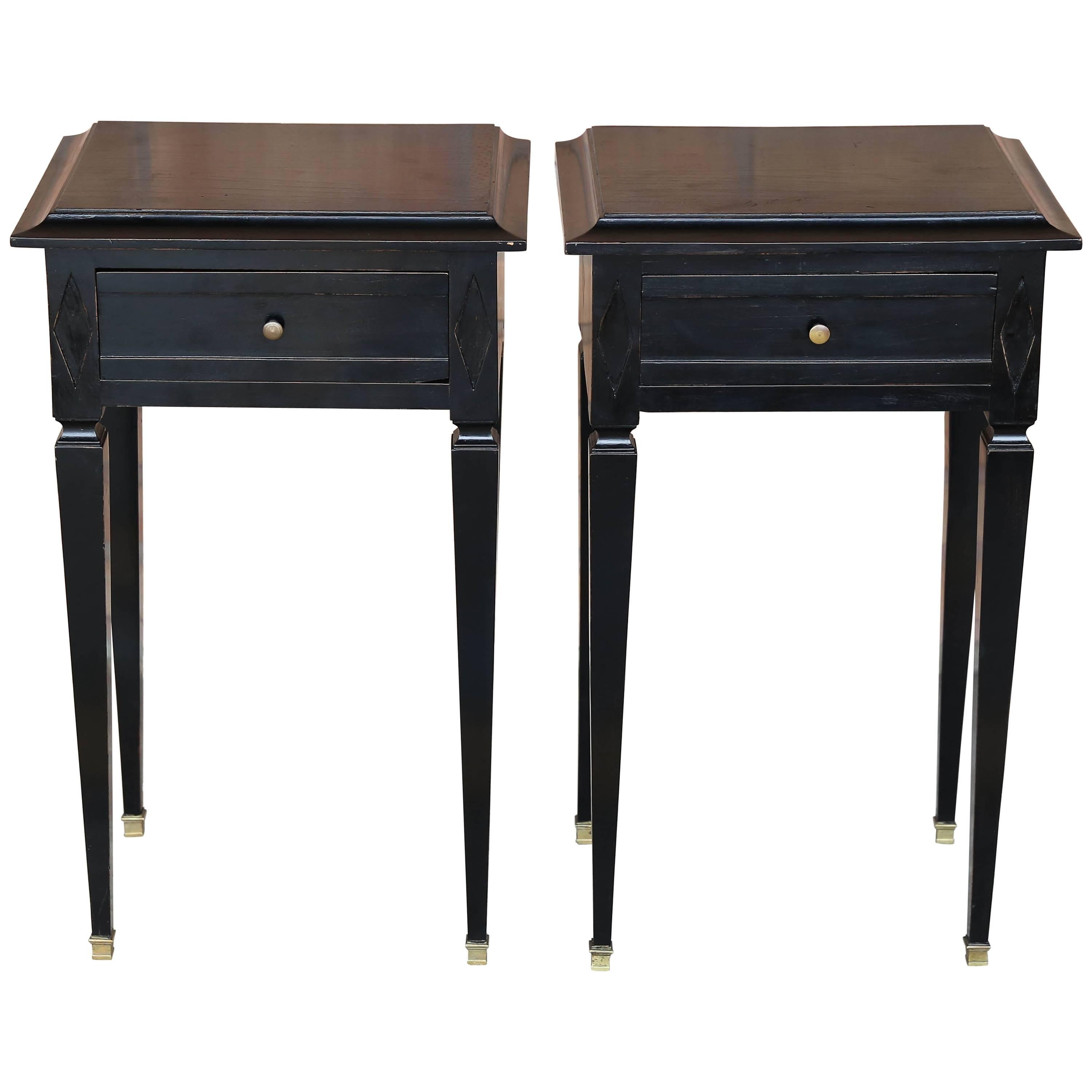 Pair of Small Federal style Black Lacquered Tables
