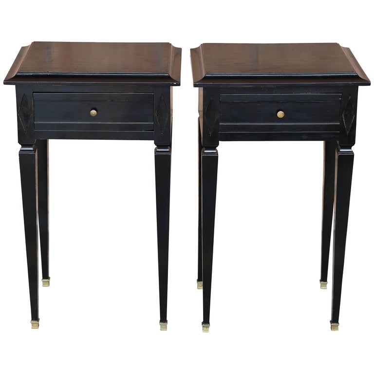 Pair of Small Federal style Black Lacquered Tables at 1stDibs